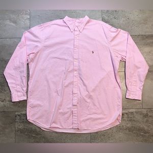 Ralph Lauren Shirt Mens Size 3XLT Tall Long Sleeve Button Down Pink Plaid Polo
